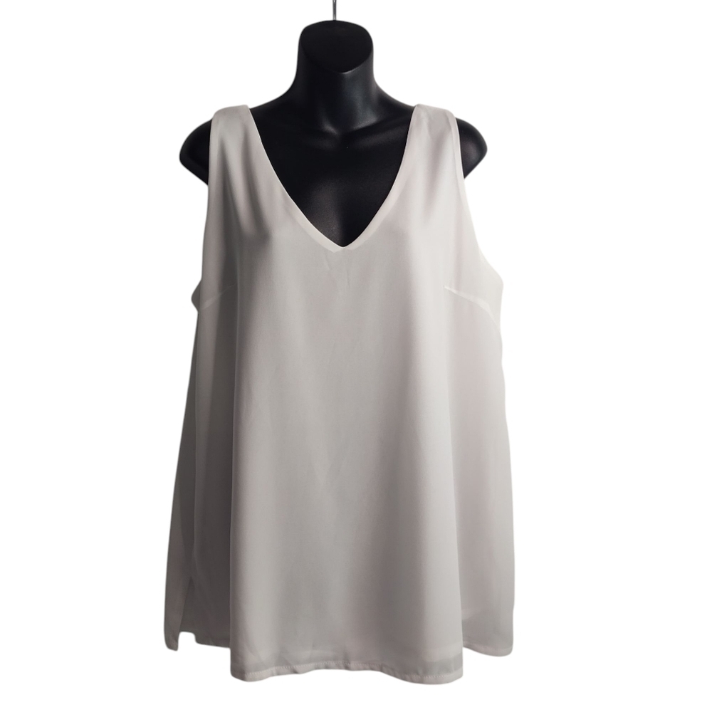 Alice Co Womens Top Blouse Shirt white Chiffon Sleeveless Lined Size X-Large NWT